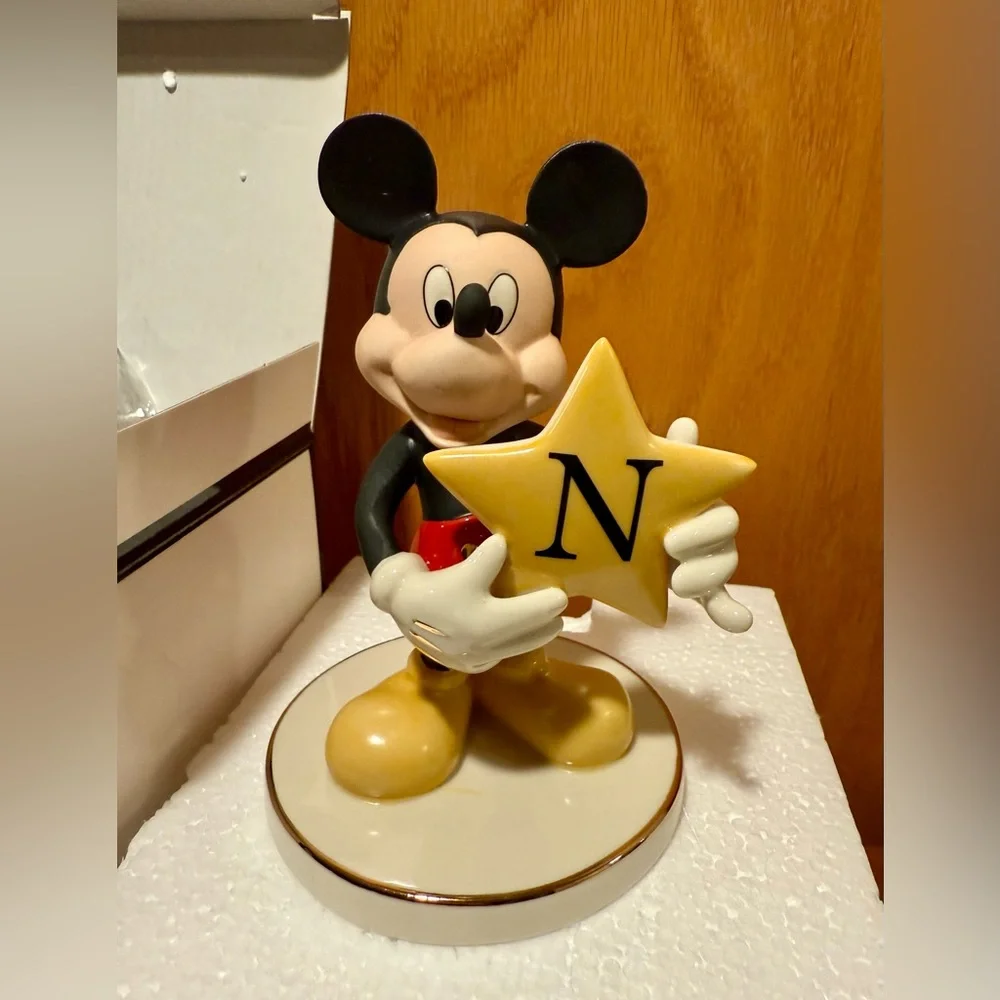 Lenox Disney You’re A Shining Star Mickey Mouse Figurine Letter N MONOGRAM NIB